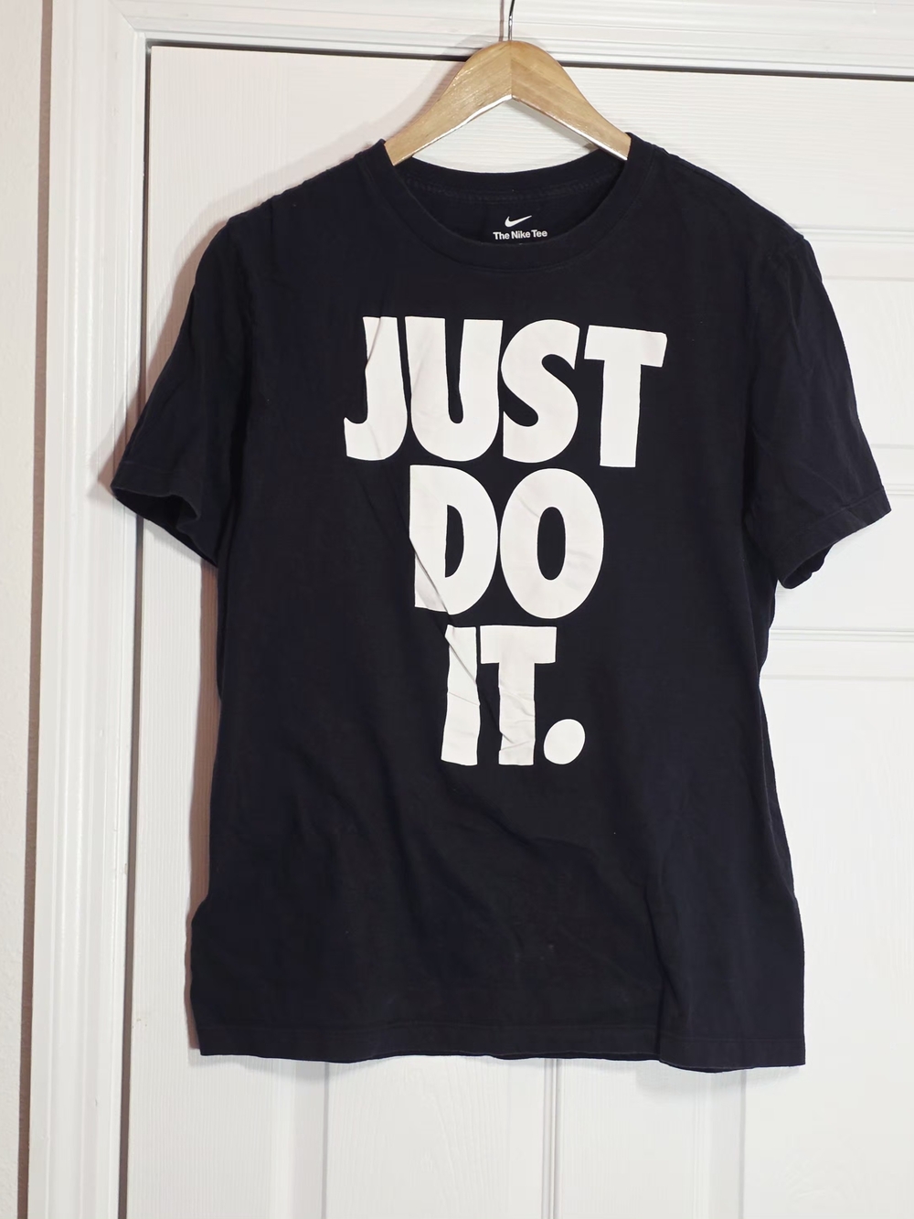 Nike Shirt Adult  Medium Black white Just Do It Spell Out Cotton Mens